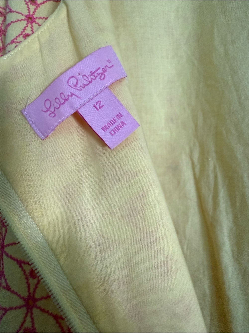Lilly Pulitzer Yellow & Pink Eyelet Ruffle Hem Dress - Picture 4 of 4